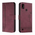 For ZTE Blade A51 Retro Skin Feel TPU + PU Leather Phone Case(Wine Red)