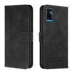 For ZTE Blade A71 Retro Skin Feel TPU + PU Leather Phone Case(Black)