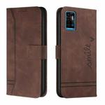 For ZTE Blade A71 Retro Skin Feel TPU + PU Leather Phone Case(Coffee)