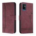 For ZTE Blade A71 Retro Skin Feel TPU + PU Leather Phone Case(Wine Red)