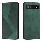 For Google Pixel 6a Skin Feel Magnetic S-type Leather Phone Case(Green)