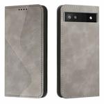 For Google Pixel 6a Skin Feel Magnetic S-type Leather Phone Case(Grey)