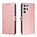 For Samsung Galaxy S22 Ultra 5G Cow Texture Leather Phone Case(Rose Gold)