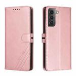 For Samsung Galaxy S22 5G Cow Texture Leather Phone Case(Rose Gold)