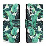 For Samsung Galaxy A13 5G Colored Drawing Leather Phone Case(Banana Leaf)