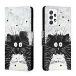 For Samsung Galaxy A33 5G Colored Drawing Leather Phone Case(Black White Cat)