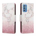 For Samsung Galaxy M52 5G Colored Drawing Leather Phone Case(Pink Marble)