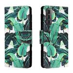 For Samsung Galaxy S22 5G Colored Drawing Leather Phone Case(Banana Leaf)