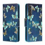 For Samsung Galaxy S22 5G Colored Drawing Leather Phone Case(Jewelry Butterfly)