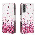 For Samsung Galaxy S22 5G Colored Drawing Leather Phone Case(Pink Heart)