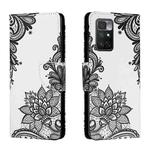 For Xiaomi Redmi Note 11 4G Colored Drawing Leather Phone Case(Black Flower)
