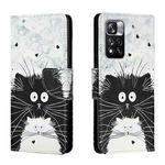 For Xiaomi Redmi Note 11 Pro Colored Drawing Leather Phone Case(Black White Cat)