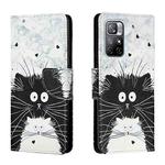For Xiaomi Redmi Note 11 5G Colored Drawing Leather Phone Case(Black White Cat)