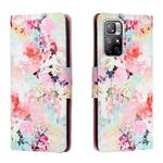 For Xiaomi Redmi Note 11 5G Colored Drawing Leather Phone Case(Watercolor Flowers)