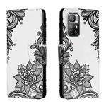 For Xiaomi Redmi Note 11 5G Colored Drawing Leather Phone Case(Black Flower)