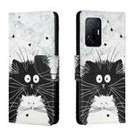 For Xiaomi Mi 11T Colored Drawing Leather Phone Case(Black White Cat)