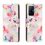 For Xiaomi Mi 11T Colored Drawing Leather Phone Case(Watercolor Flowers)