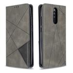 For Xiaomi Redmi 8 Rhombus Texture Horizontal Flip Magnetic Leather Case with Holder & Card Slots(Grey)