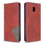 For Xiaomi Redmi 8A Rhombus Texture Horizontal Flip Magnetic Leather Case with Holder & Card Slots(Red)