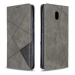 For Xiaomi Redmi 8A Rhombus Texture Horizontal Flip Magnetic Leather Case with Holder & Card Slots(Grey)