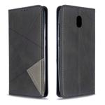 For Xiaomi Redmi 8A Rhombus Texture Horizontal Flip Magnetic Leather Case with Holder & Card Slots(Black)