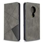 For Nokia 6.2 / 7.2 Rhombus Texture Horizontal Flip Magnetic Leather Case with Holder & Card Slots(Grey)