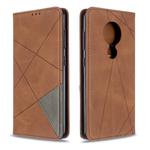 For Nokia 6.2 / 7.2 Rhombus Texture Horizontal Flip Magnetic Leather Case with Holder & Card Slots(Brown)