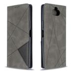 For Sony Xperia 8 Rhombus Texture Horizontal Flip Magnetic Leather Case with Holder & Card Slots(Grey)