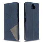 For Sony Xperia 8 Rhombus Texture Horizontal Flip Magnetic Leather Case with Holder & Card Slots(Blue)