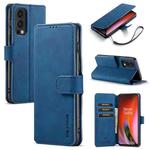For OnePlus Nord 2 DG.MING Retro Oil Side Horizontal Flip Leather Case with Holder & Card Slots & Wallet(Blue)