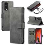 For OnePlus Nord 2 DG.MING Retro Oil Side Horizontal Flip Leather Case with Holder & Card Slots & Wallet(Grey)