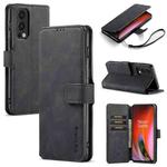 For OnePlus Nord 2 DG.MING Retro Oil Side Horizontal Flip Leather Case with Holder & Card Slots & Wallet(Black)