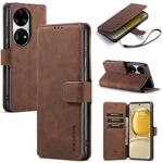 For Huawei P50 DG.MING Retro Oil Side Horizontal Flip Leather Case with Holder & Card Slots & Wallet(Coffee)