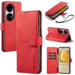 For Huawei P50 DG.MING Retro Oil Side Horizontal Flip Leather Case with Holder & Card Slots & Wallet(Red)