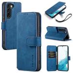 For Samsung Galaxy S22 DG.MING Retro Oil Side Horizontal Flip Leather Case with Holder & Card Slots & Wallet(Blue)