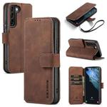 For Samsung Galaxy S22+ DG.MING Retro Oil Side Horizontal Flip Leather Case with Holder & Card Slots & Wallet(Coffee)