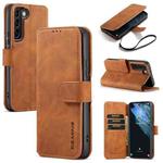 For Samsung Galaxy S22+ DG.MING Retro Oil Side Horizontal Flip Leather Case with Holder & Card Slots & Wallet(Brown)