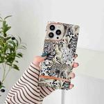 Square Plating Gold Edge Phone Case For iPhone 13(Jungle Leopard)