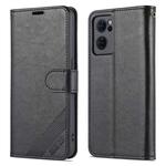 For OPPO Reno7 SE 5G AZNS Sheepskin Texture Flip Leather Phone Case(Black)