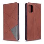 For Galaxy A51 Rhombus Texture Horizontal Flip Magnetic Leather Case with Holder & Card Slots(Brown)