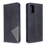 For Galaxy A51 Rhombus Texture Horizontal Flip Magnetic Leather Case with Holder & Card Slots(Black)