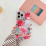 Square Plating Gold Edge Phone Case For iPhone 13 Pro Max(Full Screen Rose)