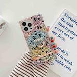 Ring Holder Square Plating Gold Edge Phone Case For iPhone 13 Pro(Multicolor Python)