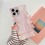 Square Plating Gold Edge Phone Case For iPhone 13 Pro(Quicksand Pink)