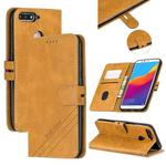 For Huawei Honor 7A Y6 2018 / Stitching Style 2-Color Cow Texture Horizontal Flip PU Leather Case with Holder & Card Slot & Lanyard(Yellow)