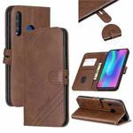 For Huawei Honor 10 Lite Stitching Style 2-Color Cow Texture Horizontal Flip PU Leather Case with Holder & Card Slot & Lanyard(Brown)