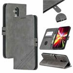 For Huawei Mate 20 Lite Stitching Style 2-Color Cow Texture Horizontal Flip PU Leather Case with Holder & Card Slot & Lanyard(Gray)