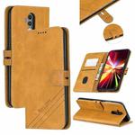 For Huawei Mate 20 Lite Stitching Style 2-Color Cow Texture Horizontal Flip PU Leather Case with Holder & Card Slot & Lanyard(Yellow)