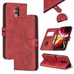 For Huawei Mate 20 Lite Stitching Style 2-Color Cow Texture Horizontal Flip PU Leather Case with Holder & Card Slot & Lanyard(Red)