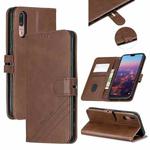 For Huawei P20 Lite 2019 / Stitching Style 2-Color Cow Texture Horizontal Flip PU Leather Case with Holder & Card Slot & Lanyard(Brown)